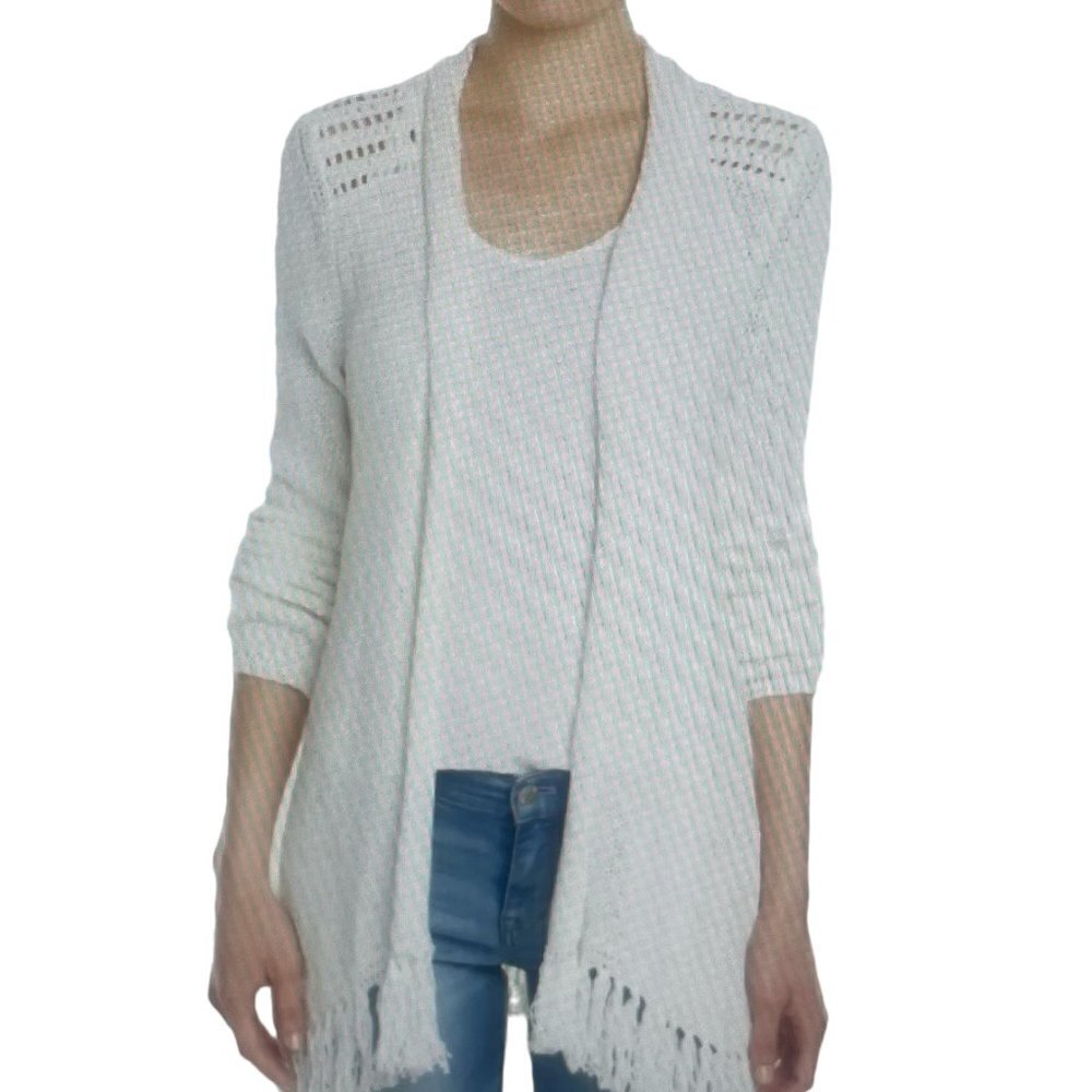 Calypso St Barth Cotton Crochet Fringe Majai Sweater ,Size Small